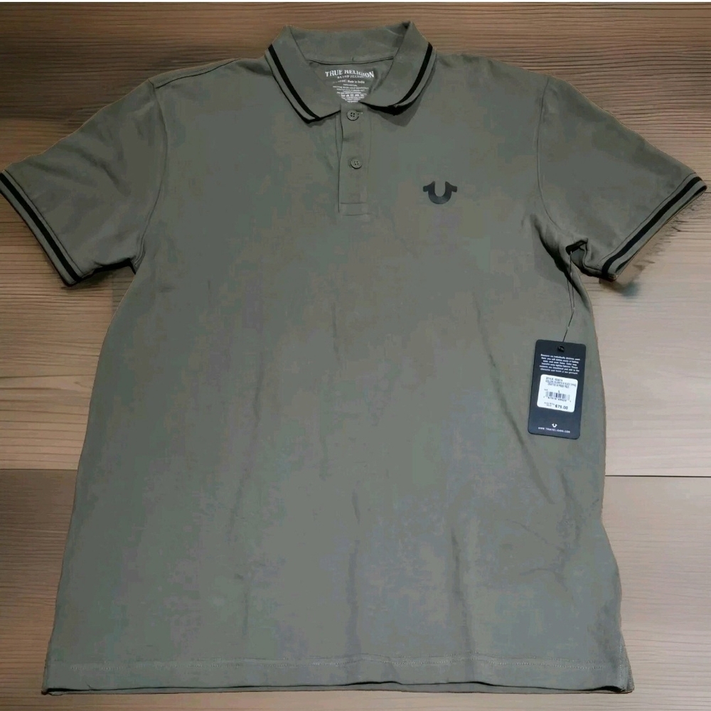 NWT True Religion Men's Large Style #103071 Crafted With Pride Polo Green $79 US